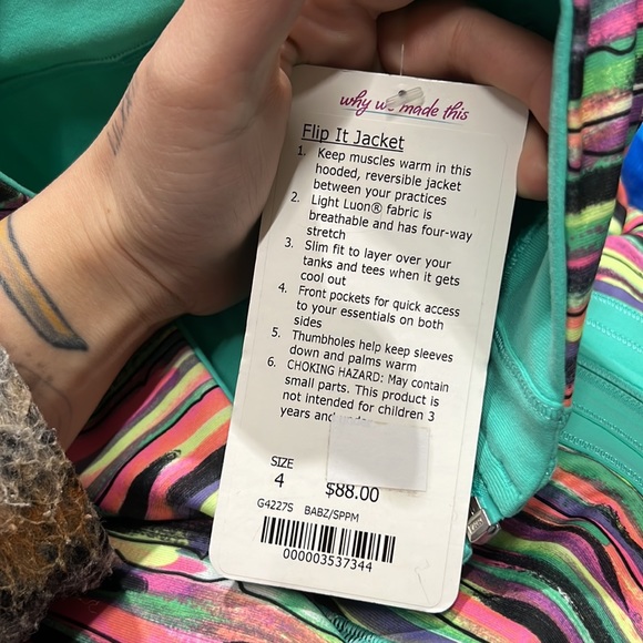 Ivivva Flip It Jacket • BNWT • Size 4 • Teal Multicoloured • Reversible - Picture 5 of 6